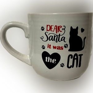 💥NWT “Dear Santa It Was The Cat” Pet Mug Cat Cup Christmas Holiday Santa Cup